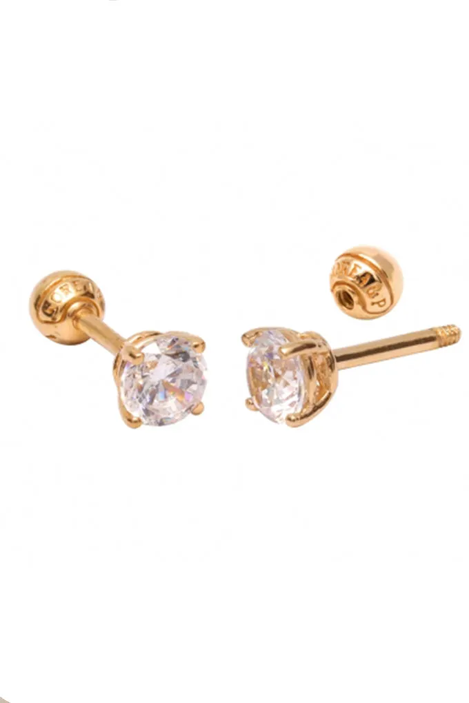 14k Cz Real Solid Gold Four Prong Cartilage Helix Barbell Ear Stud Earring Piercingbarbell Ear Stud Piercing