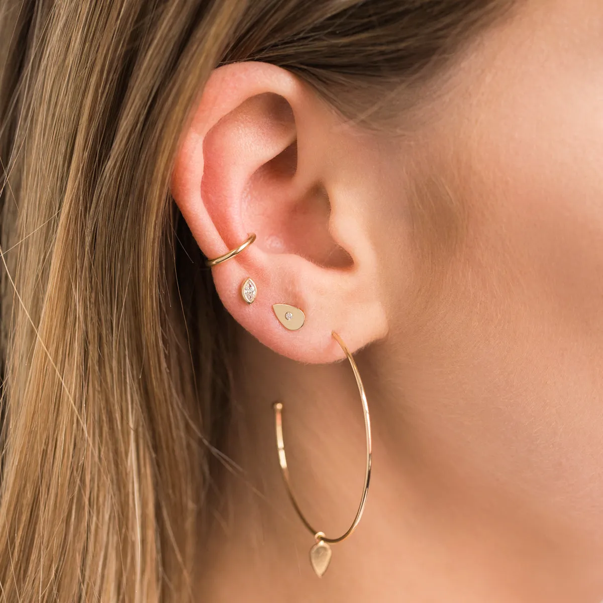 14k Gold Thick Ear Cuff