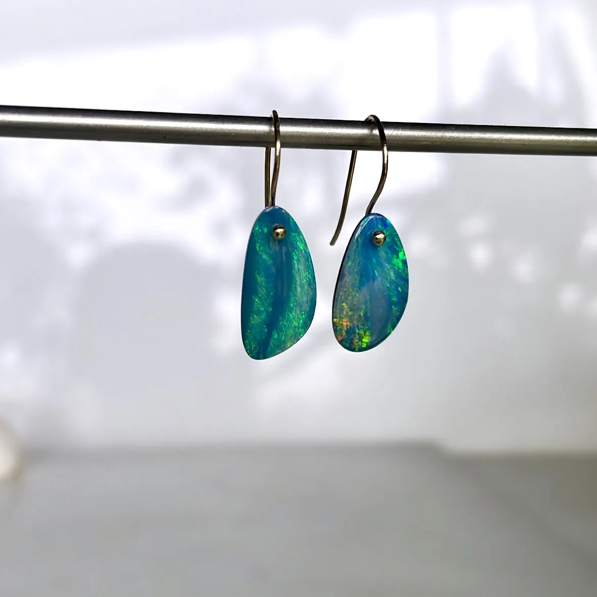 14k Petite opal earrings