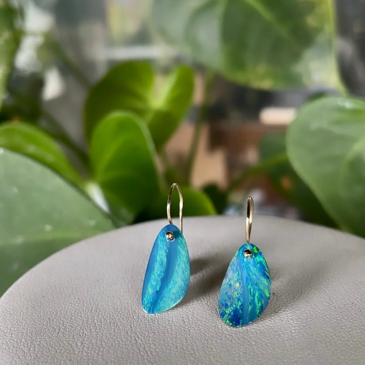 14k Petite opal earrings