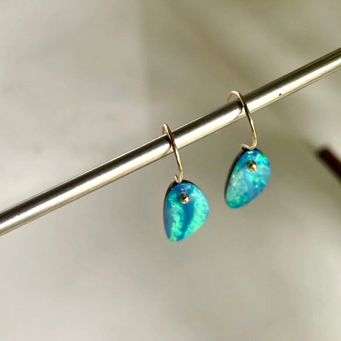 14k Petite opal earrings