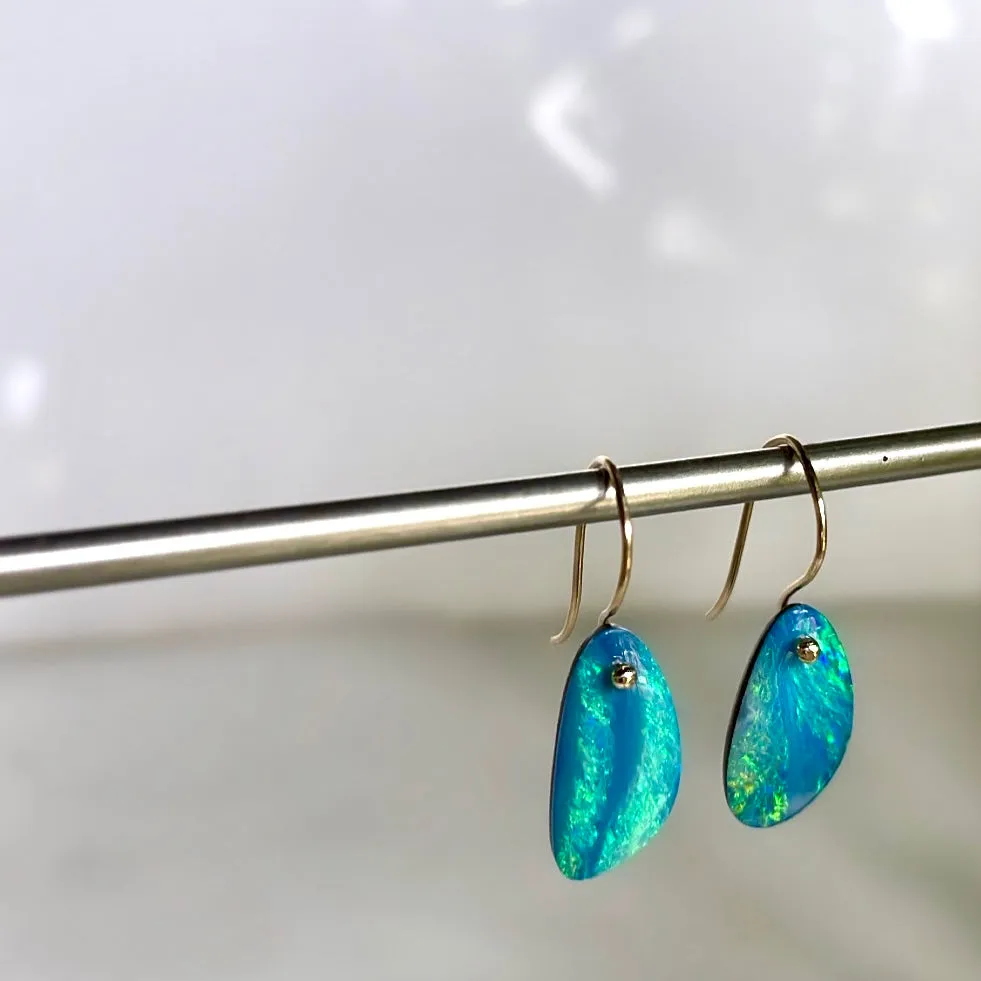 14k Petite opal earrings