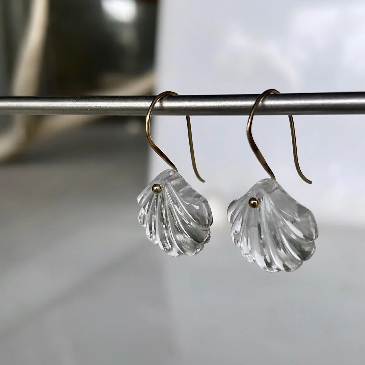 14k Seashell Quartz earrings