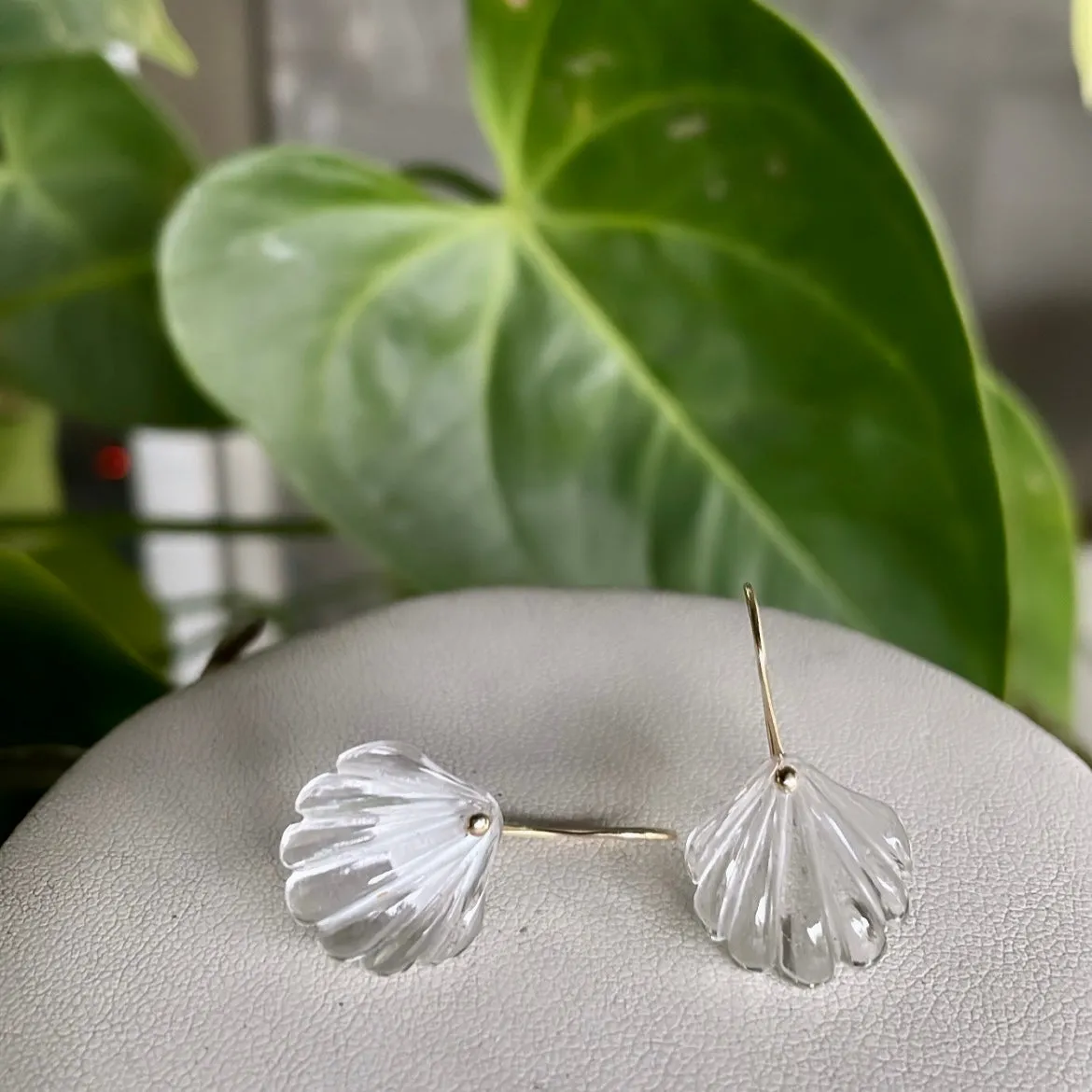 14k Seashell Quartz earrings