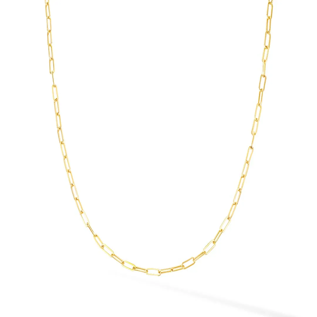 14k Thin 2.5MM Paper Clip Necklace