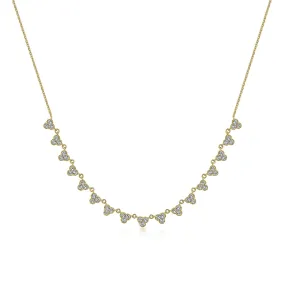 18 inch 14K Yellow Gold Scalloped Diamond Choker Necklace