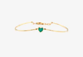 18k Gold Emerald Heart Bangle