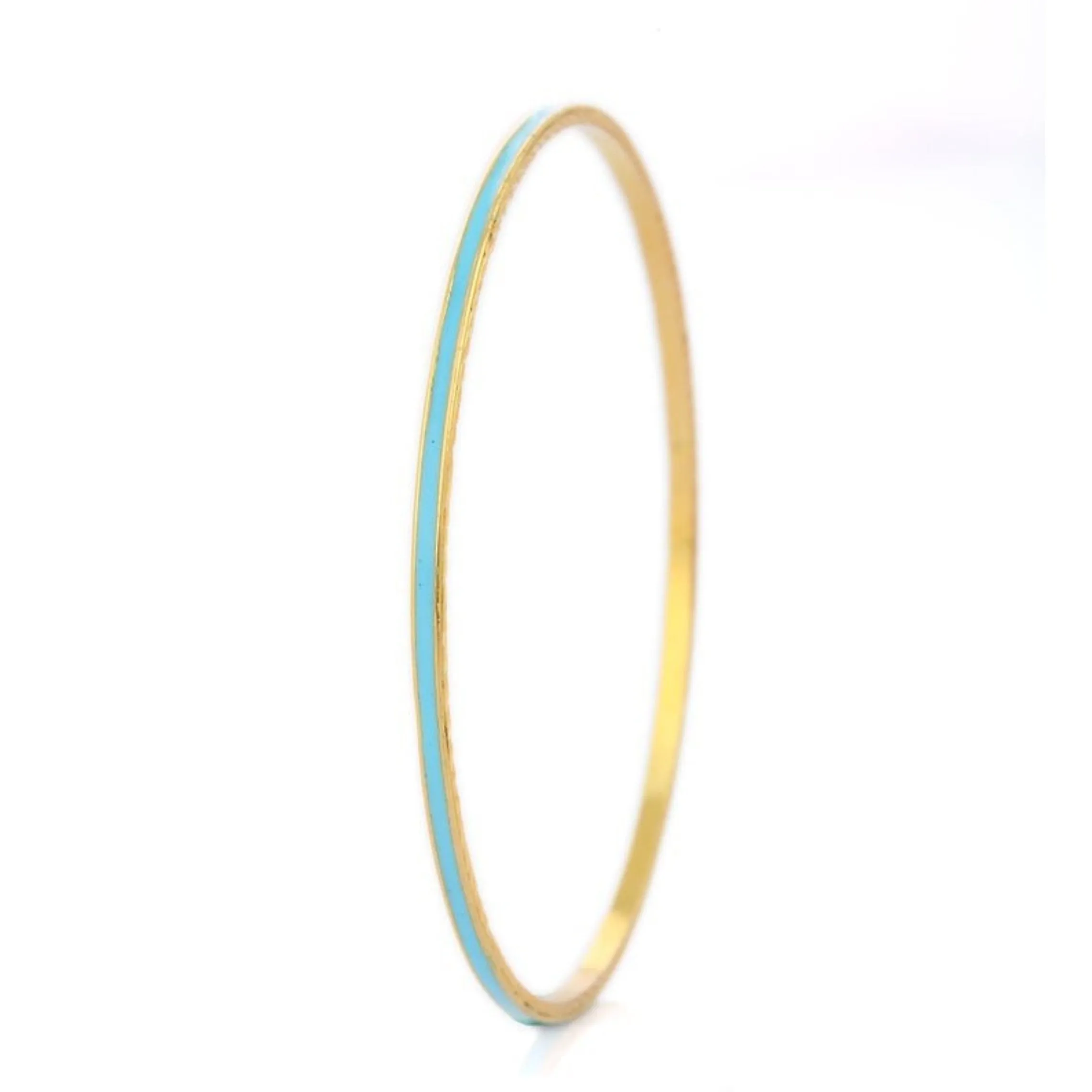 18K Turquoise Enamel Gold Bangle