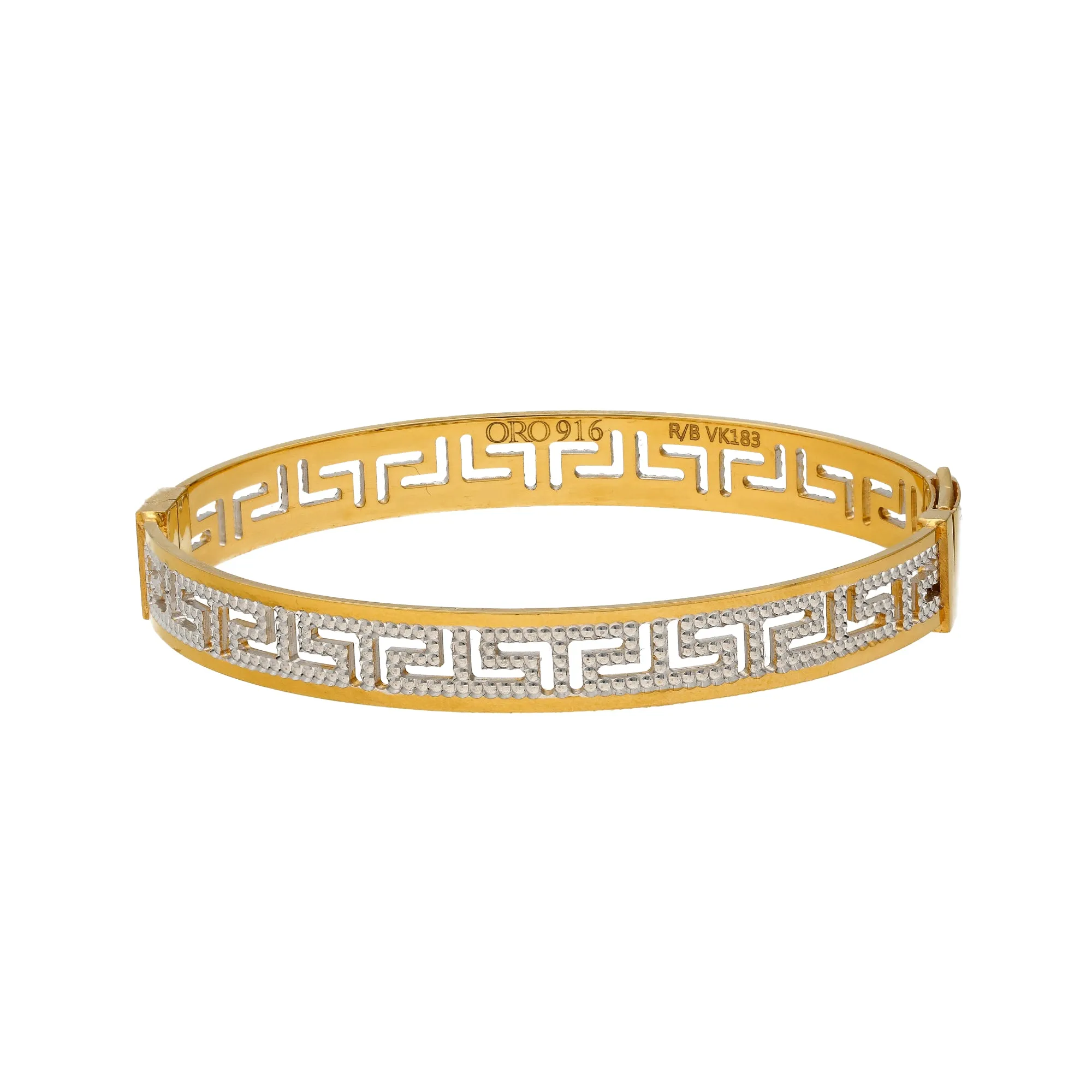 22K Yellow & White Gold Kada Bangle (25gm)