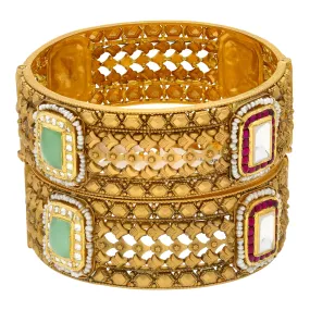 22K Yellow Gold Rajeshri Bangle Set (72.5gm)