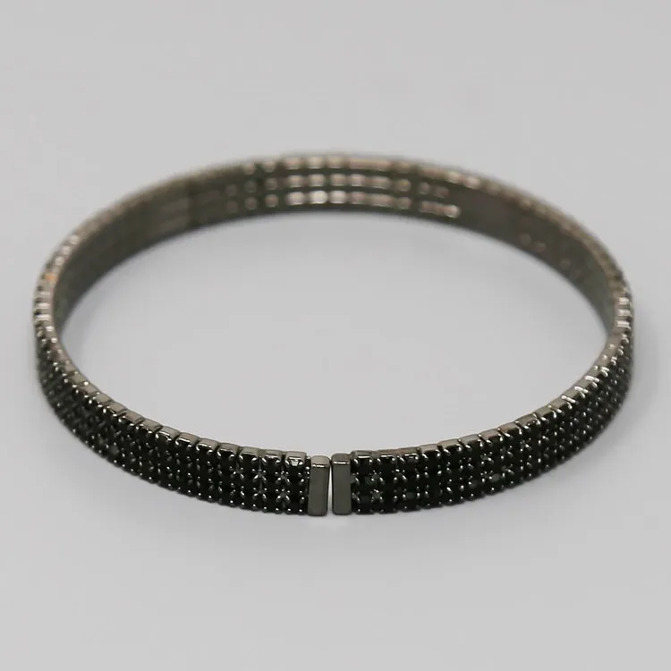 3 Row Glass Stone Pave Bangle Bracelet