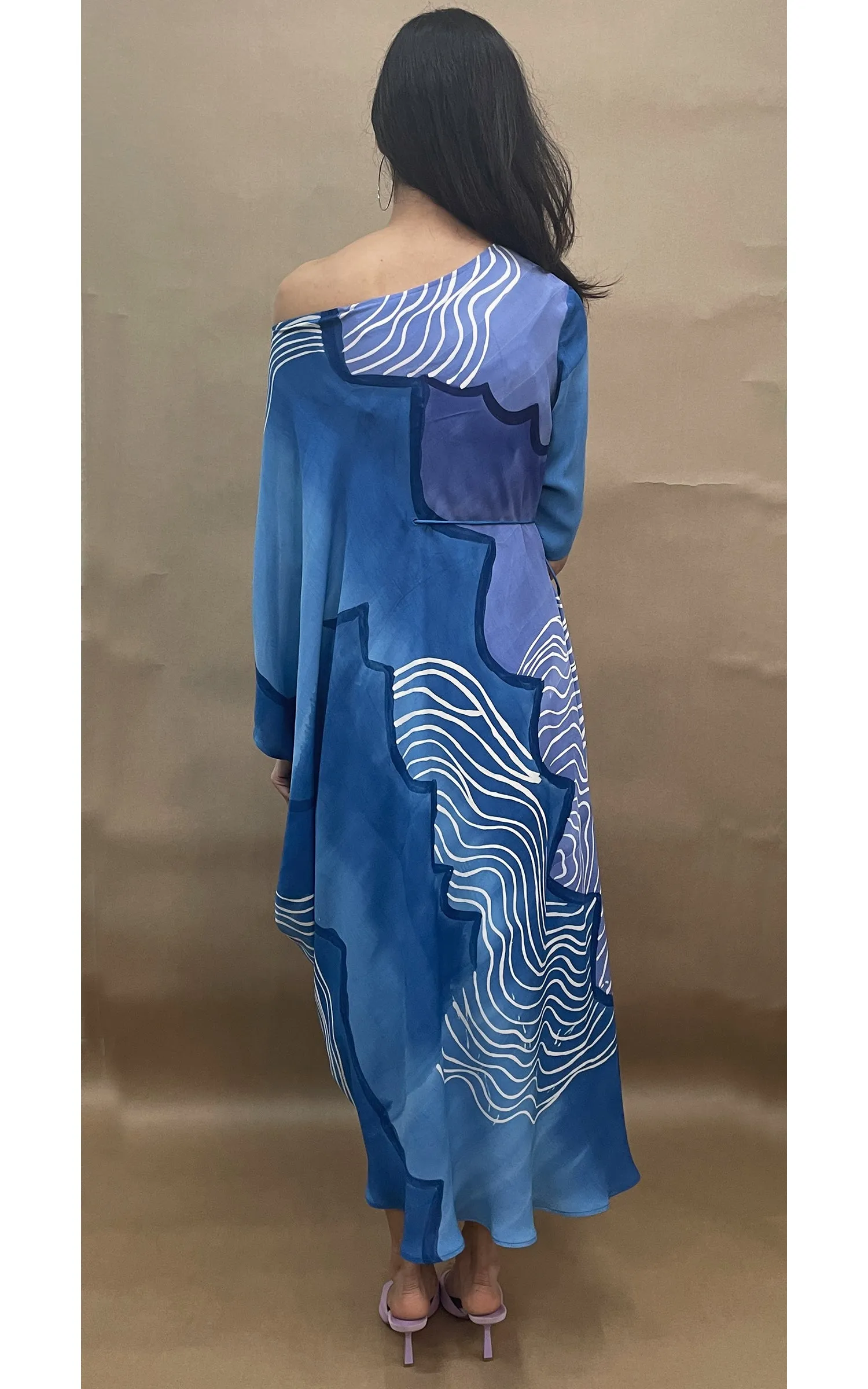 Abstract Printed Drop Shoulder Drape