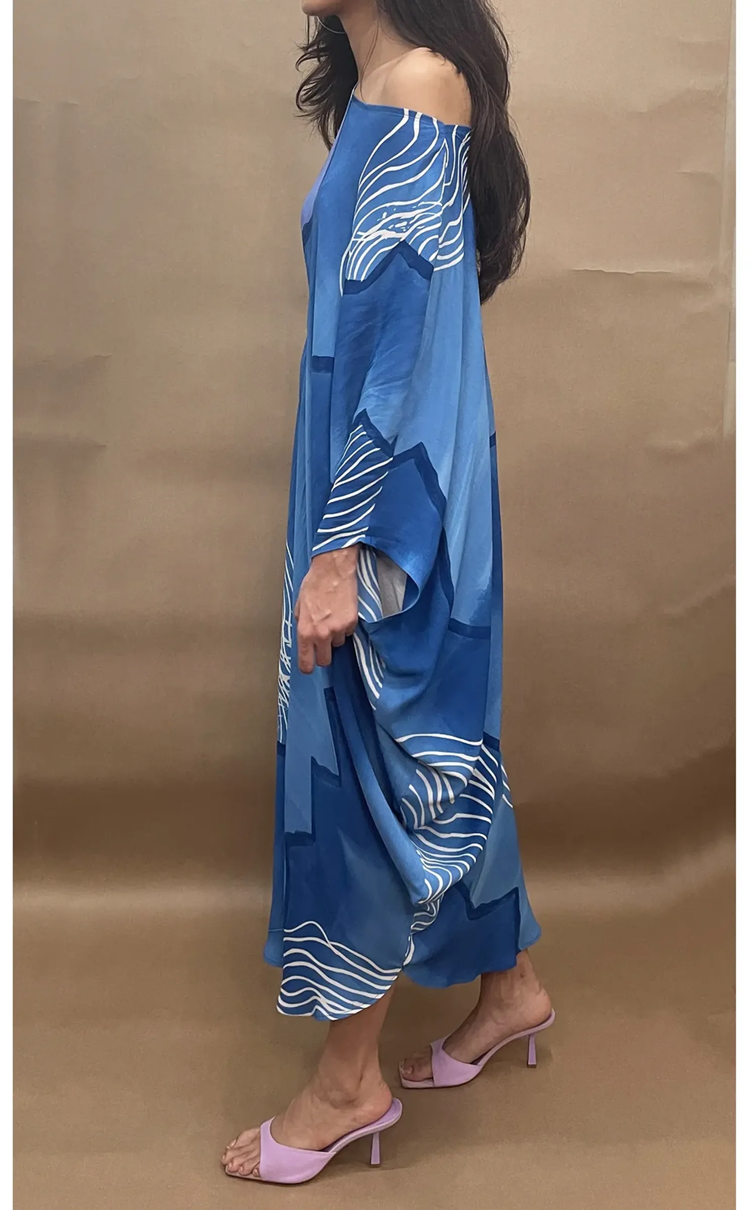 Abstract Printed Drop Shoulder Drape