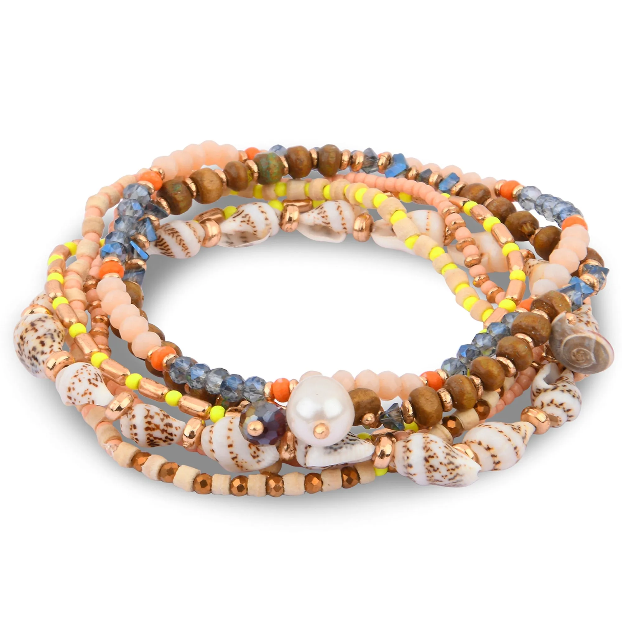 Accessorize London Women's Shell Stretch Bracelets 6 Pack