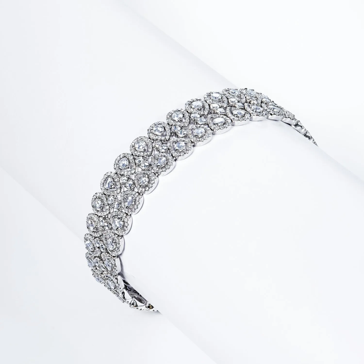 Alana 12 Carats Pear Shape Diamond Double Row Bracelets in 18k White Gold