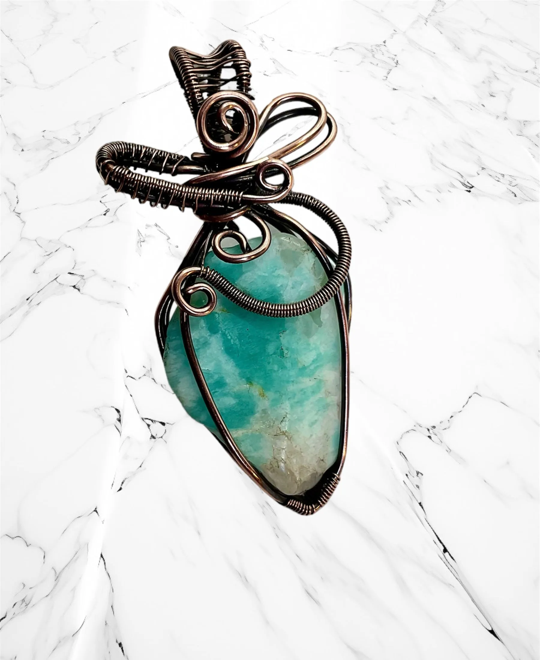 Amazonite Wire Wrapped Pendant