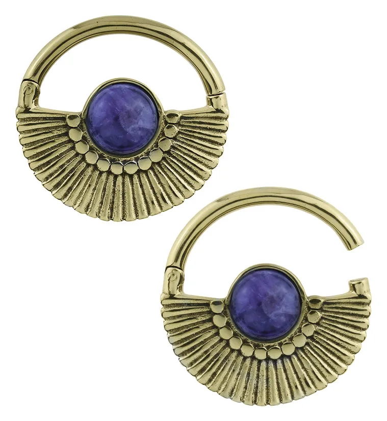 Amethyst Pinna Brass Hinged Ear Weights