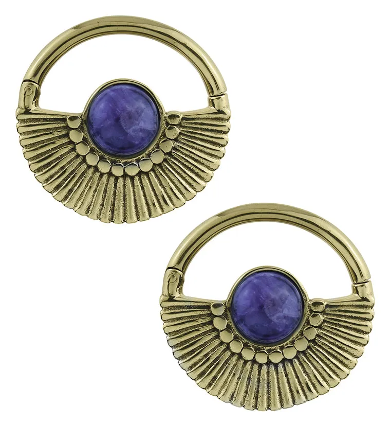 Amethyst Pinna Brass Hinged Ear Weights