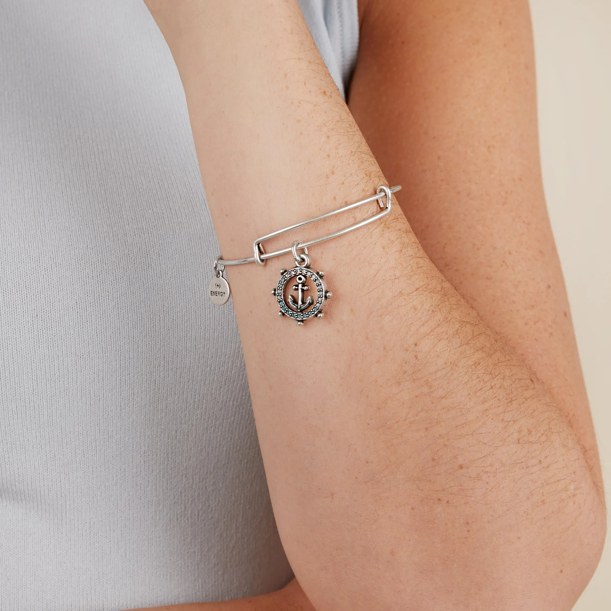 Anchor Charm Bangle, Crystal Infusion