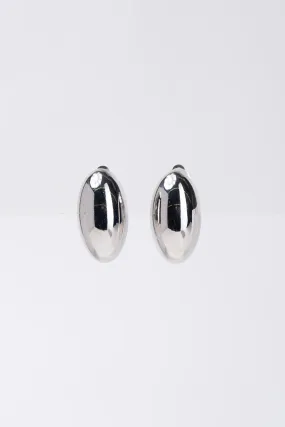 Angelina Oval Metal Clip On Earrings - Silver