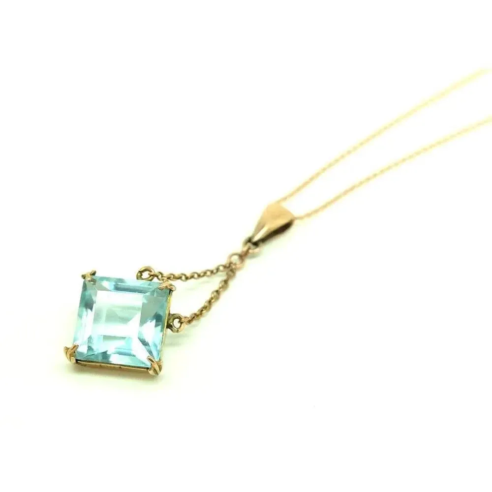 Antique Edwardian 9ct Rose Gold Aquamarine Necklace