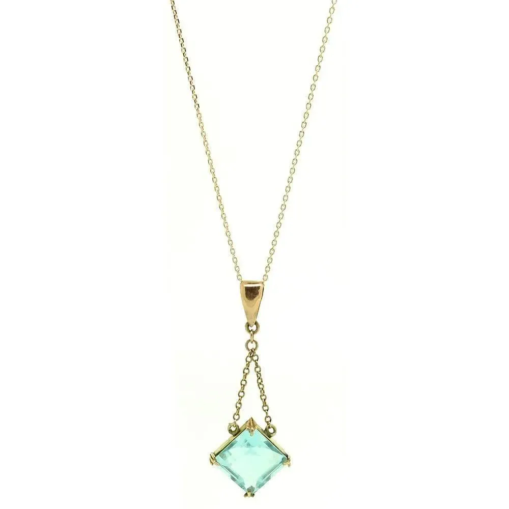 Antique Edwardian 9ct Rose Gold Aquamarine Necklace