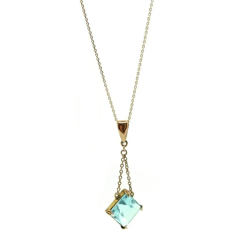 Antique Edwardian 9ct Rose Gold Aquamarine Necklace