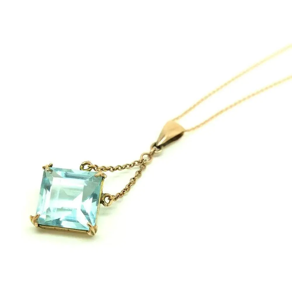 Antique Edwardian 9ct Rose Gold Aquamarine Necklace