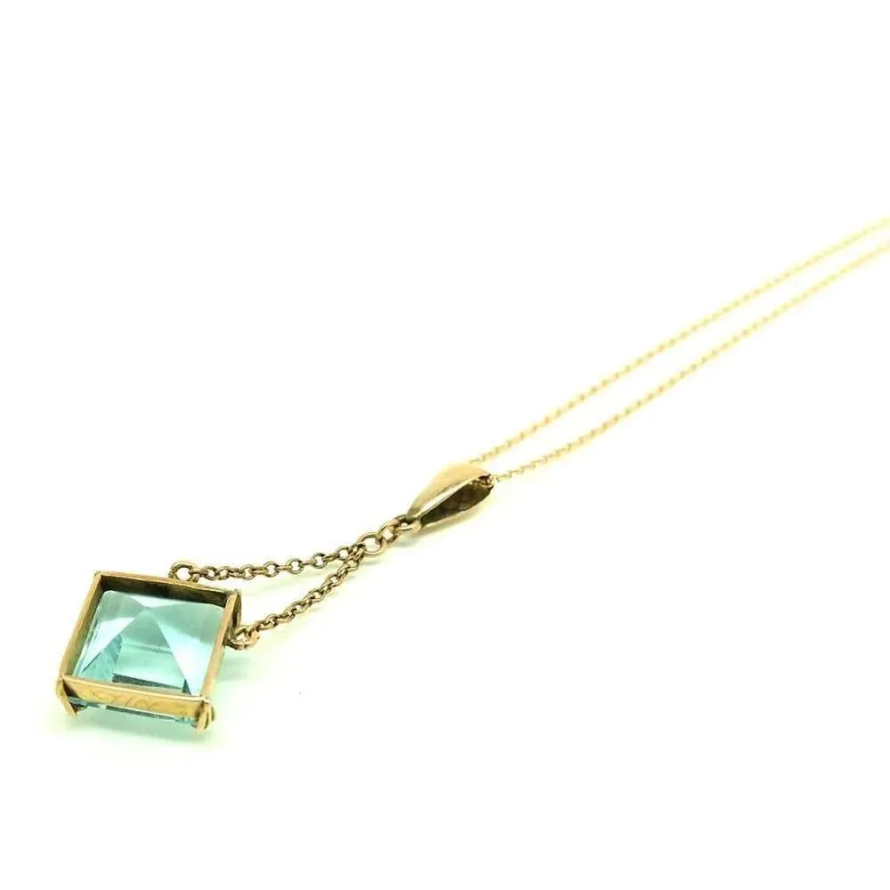 Antique Edwardian 9ct Rose Gold Aquamarine Necklace