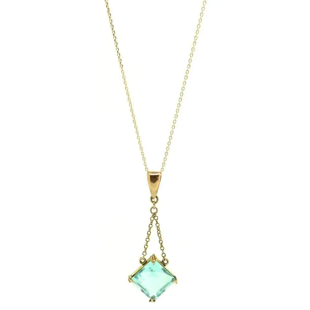 Antique Edwardian 9ct Rose Gold Aquamarine Necklace