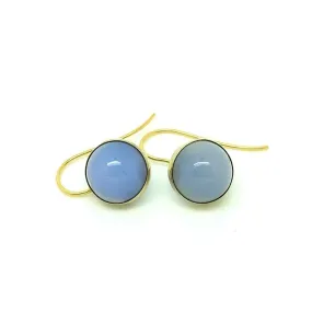 Antique Edwardian Blue Chalcedony Gemstone Earrings