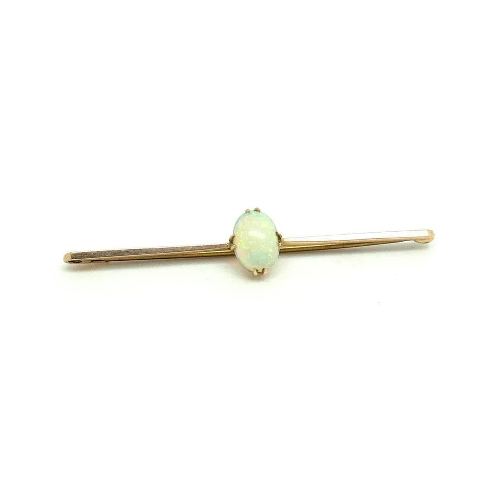 Antique Edwardian Opal 9ct Gold Bar Brooch