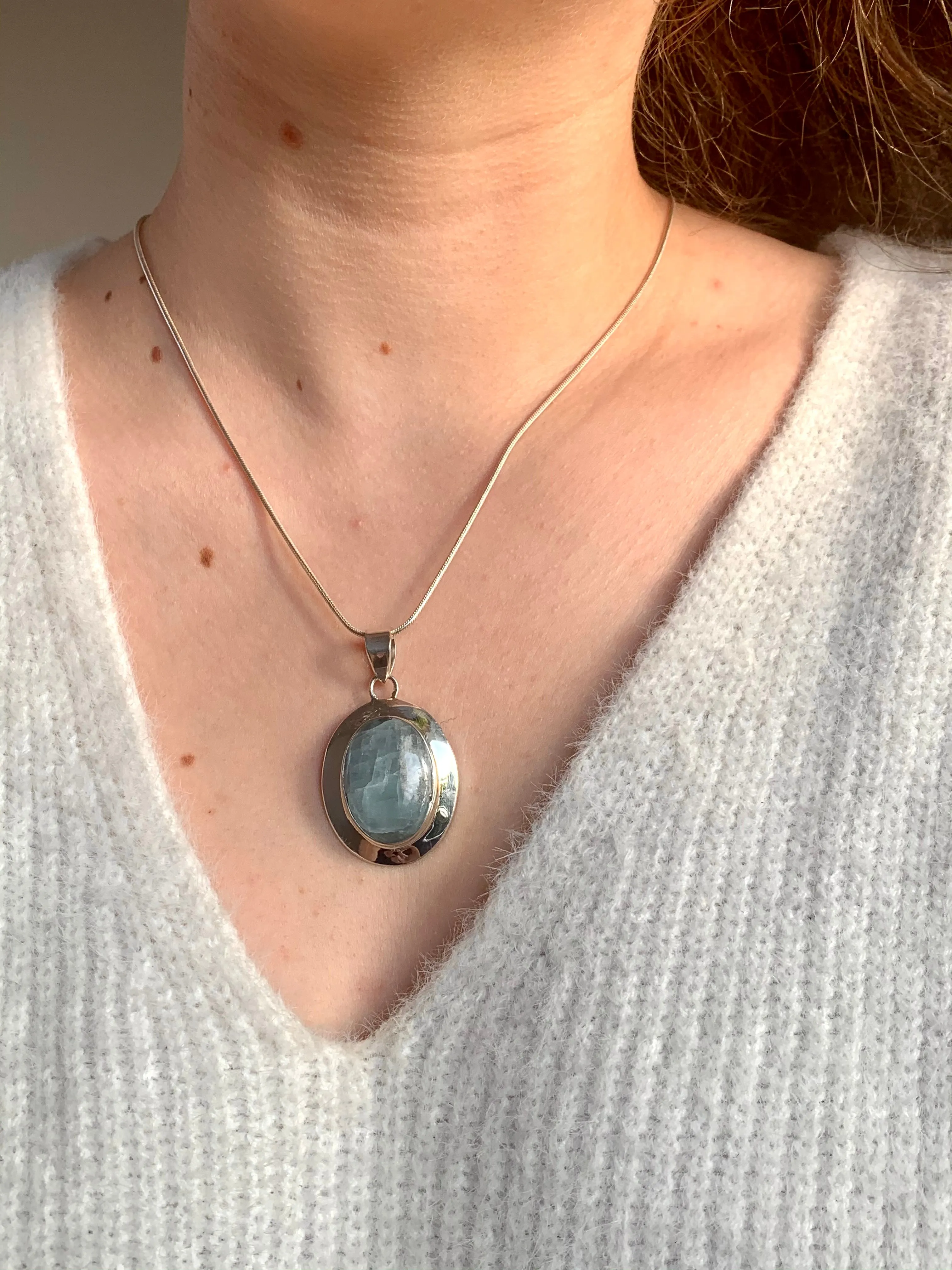 Aquamarine Medea Pendant - Oval