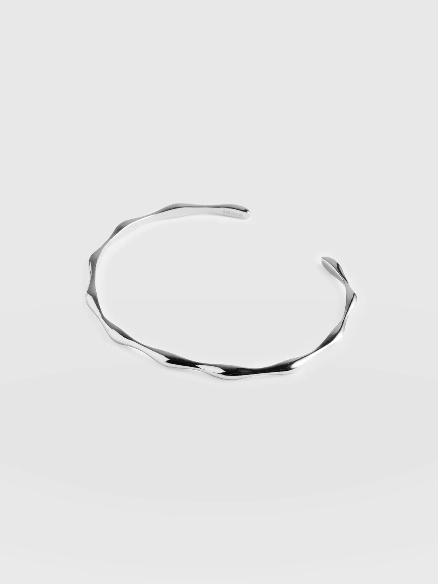 Bamboo Cuff Bangle - Silver