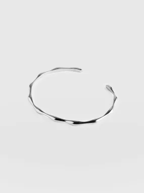 Bamboo Cuff Bangle - Silver