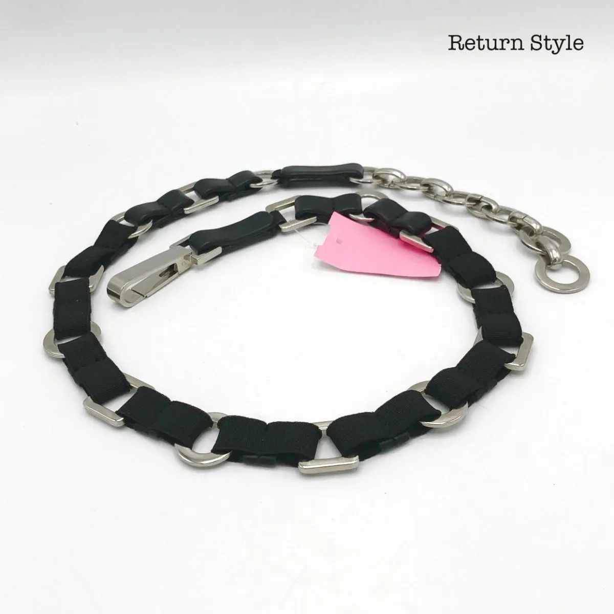 Black Silver Elastic Rings Belt