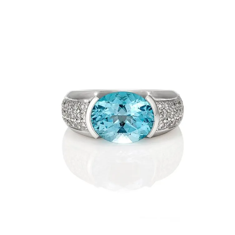 Blue Topaz & Diamond Ring