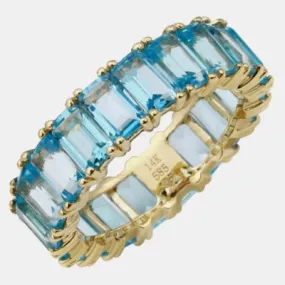 Blue Topaz Emerald Cut Eternity Ring