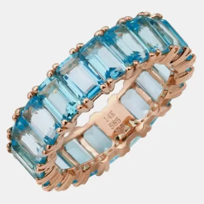 Blue Topaz Emerald Cut Eternity Ring