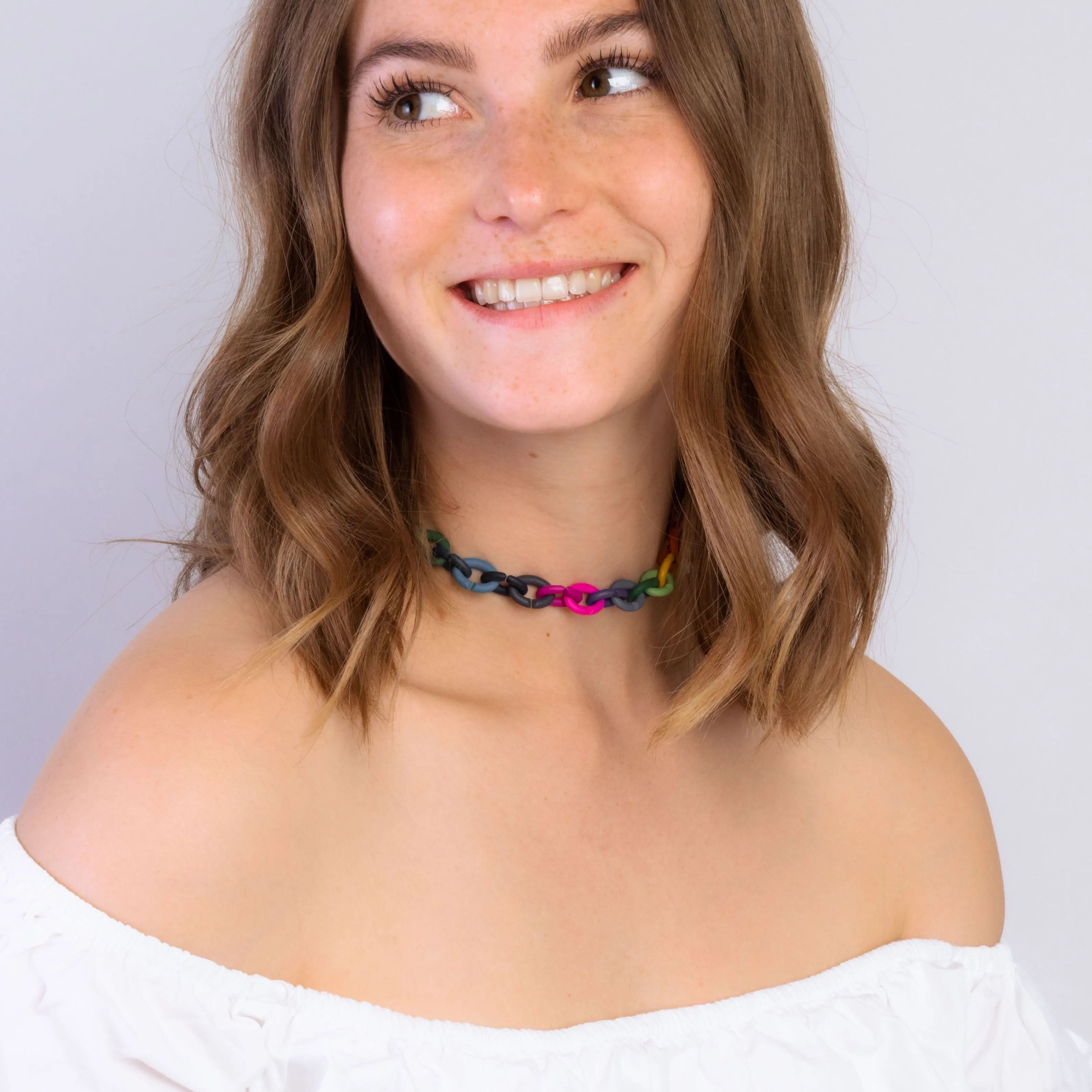 Bright Rainbow Silver Choker