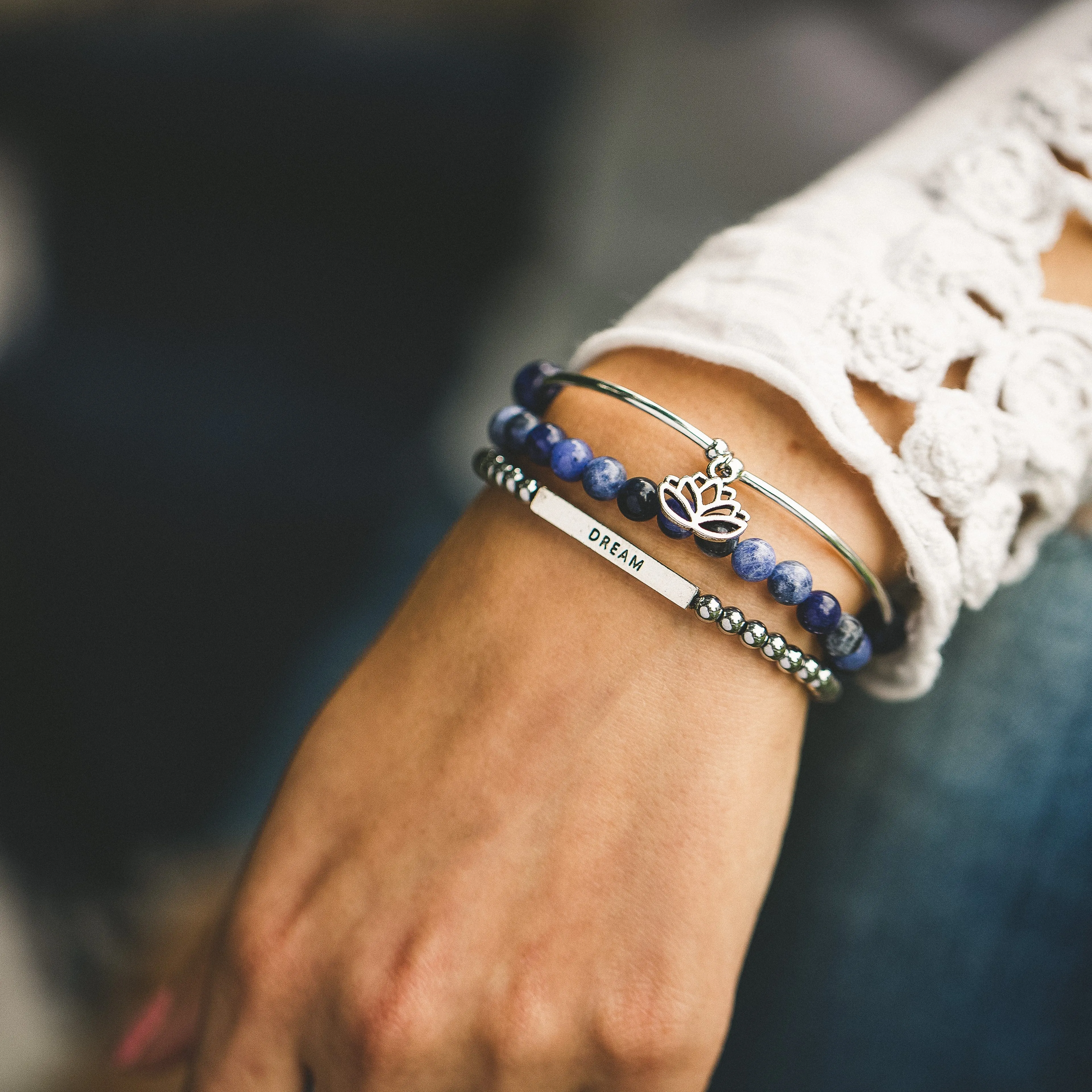 Caduceus (Medical Symbol) | Soft Bangle Charm Bracelet | Hematite