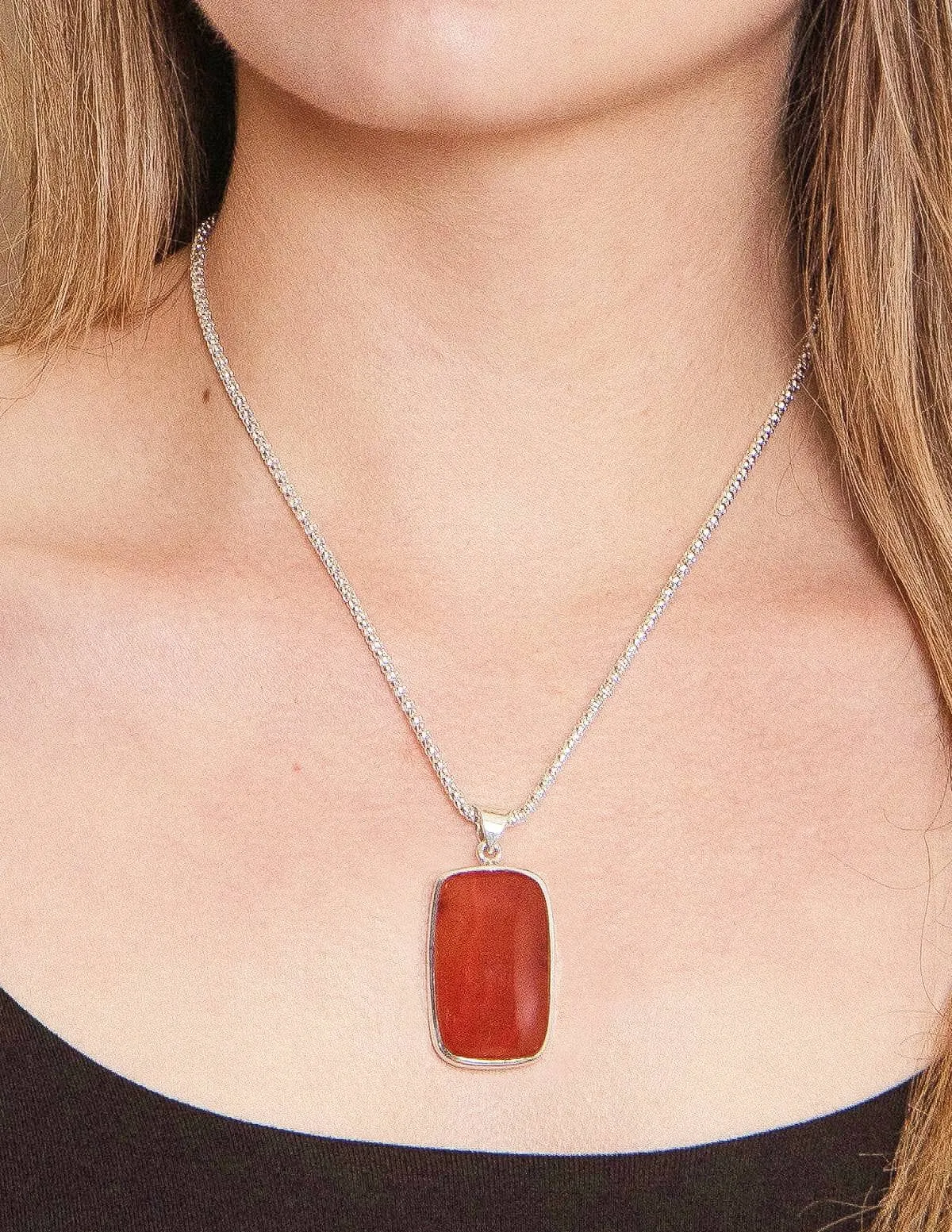 Carnelian Rectangle Gemstone Pendant