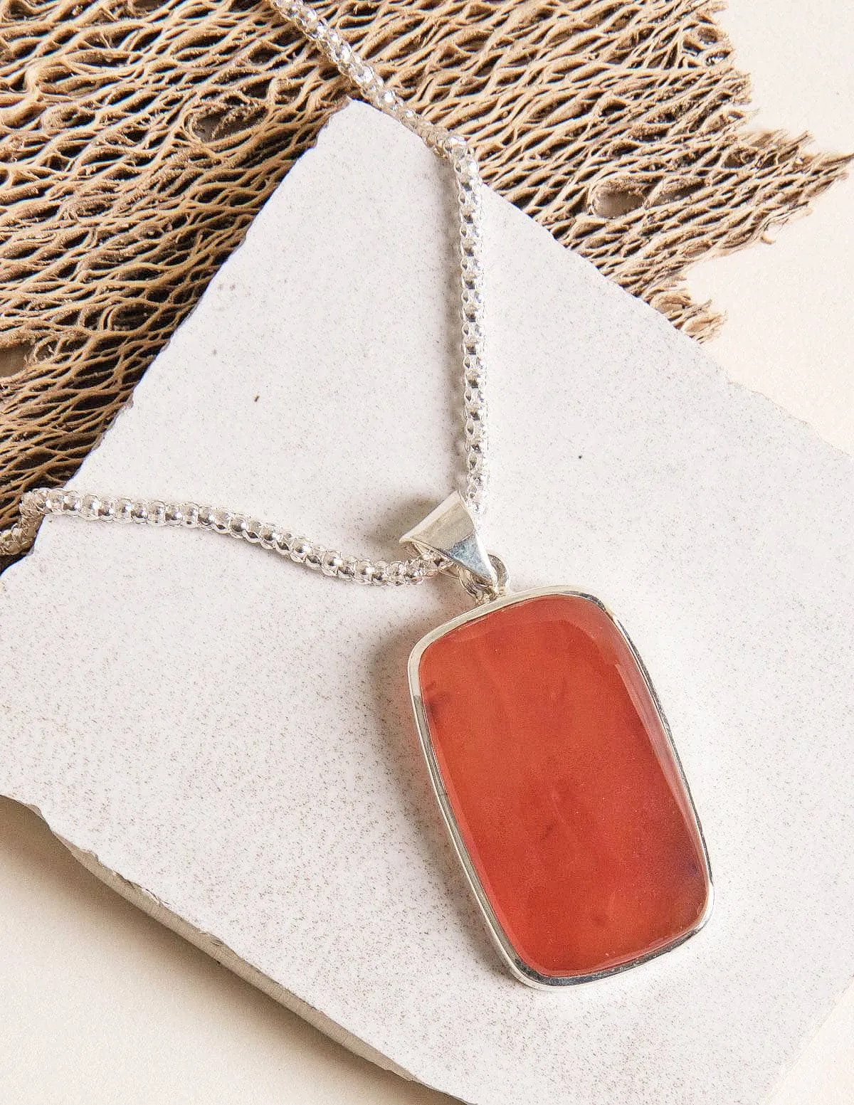 Carnelian Rectangle Gemstone Pendant