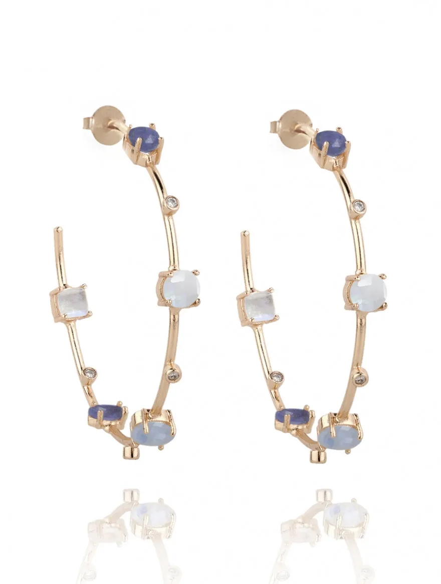 Cerulean Blue Gemstones Hoops