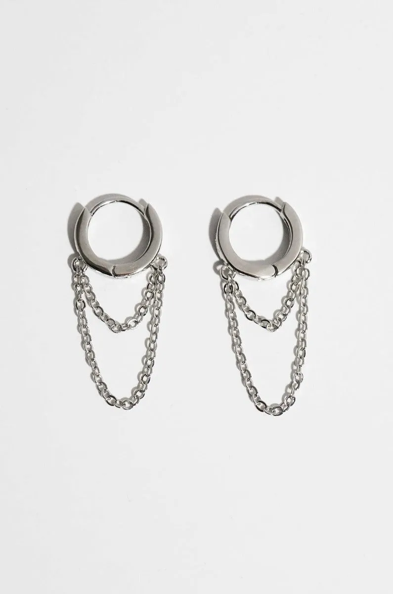 Chain Drop Hoops - 925 Silver