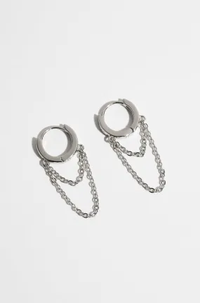 Chain Drop Hoops - 925 Silver