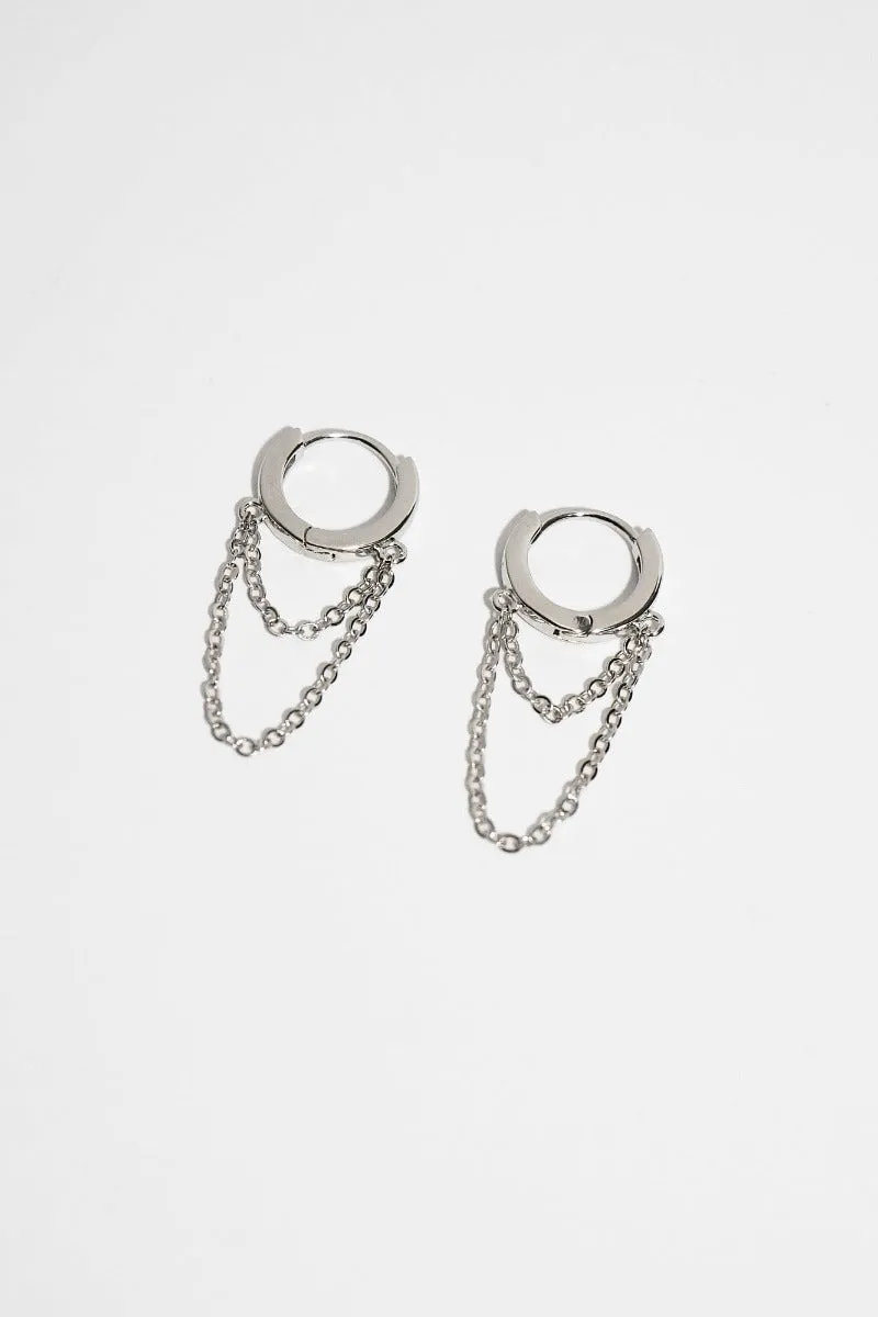 Chain Drop Hoops - 925 Silver