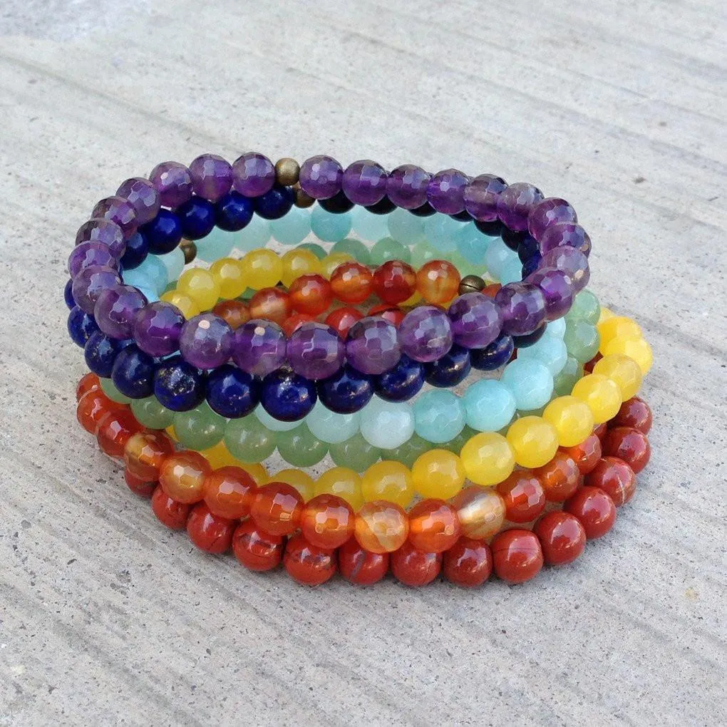 Chakra Bracelets, Genuine Chakra Gemstone Bracelet Stack