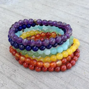 Chakra Bracelets, Genuine Chakra Gemstone Bracelet Stack