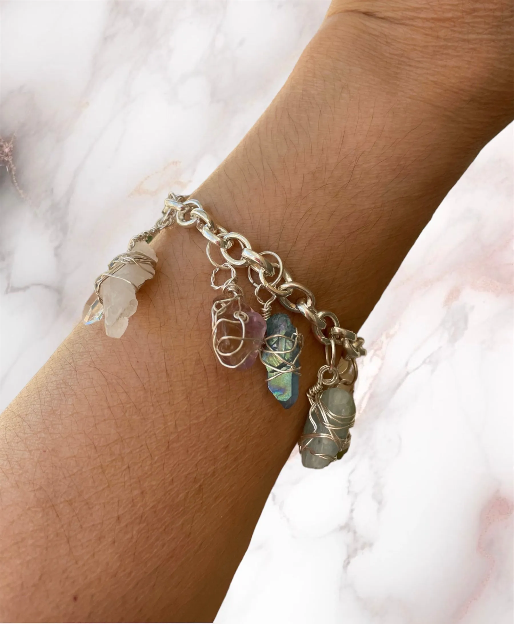 Chakra Wire Wrapped Gemstone Charm Bracelets